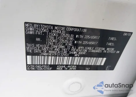 2015 Toyota Rav4 Le from USA, damaged, VIN JTMBFREV7FD132903